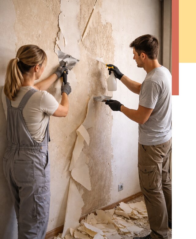 Снятие старых обоев в Ржеве от 5396 руб. под ключ недорого | ОТДЕЛОЧНИК-Ржв