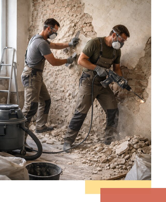 Демонтаж штукатурки со стен в Ржеве быстро и аккуратно