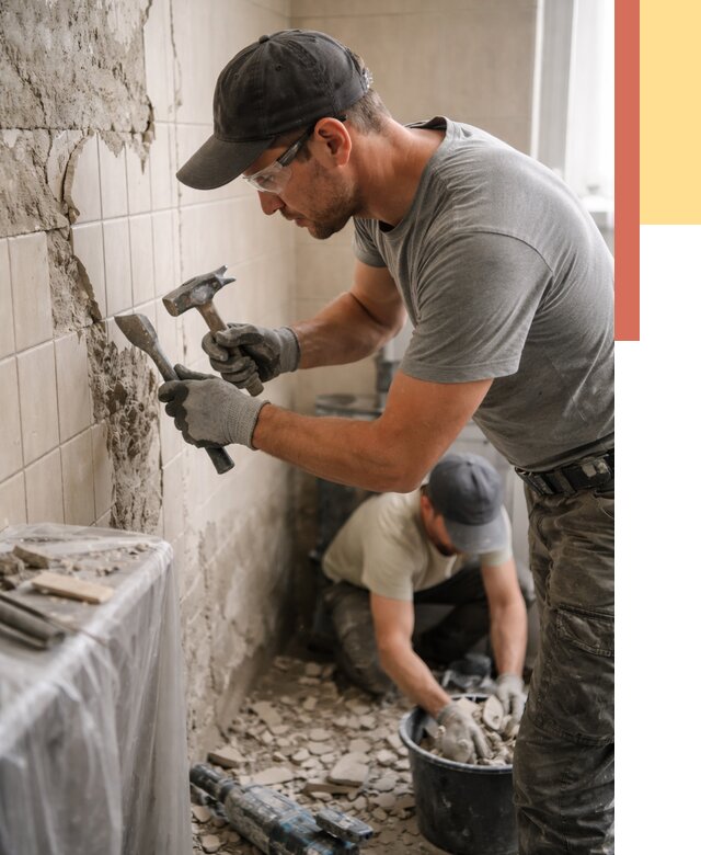 Демонтаж плитки со стен в Ржеве от 874 руб. — быстро и недорого | ОТДЕЛОЧНИК-Ржв