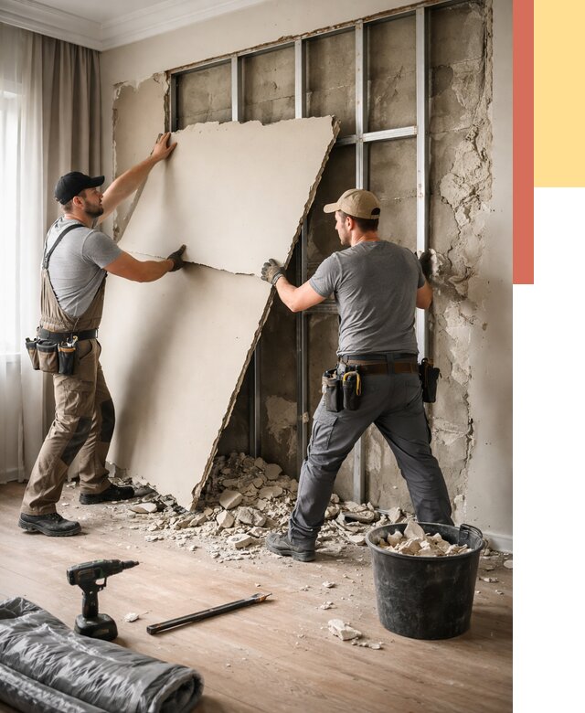 Демонтаж гипсокартона со стен в Ржеве от 360 руб. — услуги демонтажа | ОТДЕЛОЧНИК-Ржв