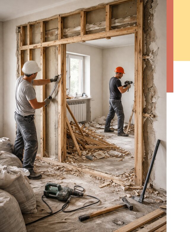 Демонтаж деревянных перегородок в Ржеве от 3289 руб. — быстро и недорого | ОТДЕЛОЧНИК-Ржв