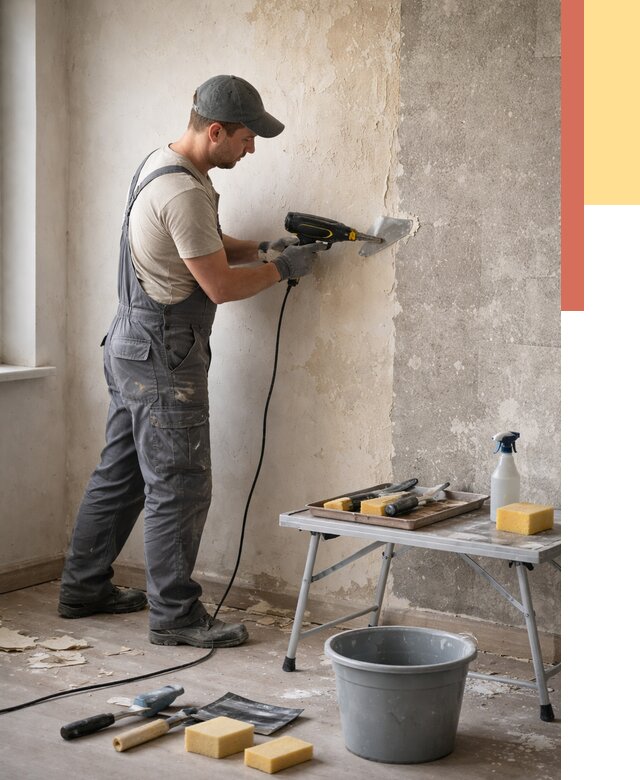 Очистка стен от клея в Ржеве от 1902 руб. — снятие и удаление клея со стен | ОТДЕЛОЧНИК-Ржв