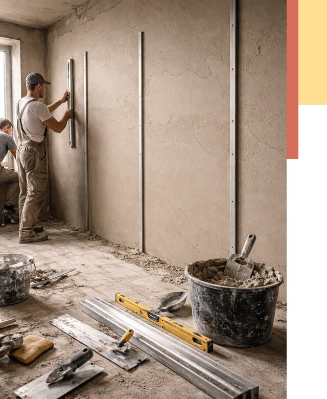 Штукатурка стен по маякам в Ржеве от 5653 руб./м² — выравнивание под ключ | ОТДЕЛОЧНИК-Ржв