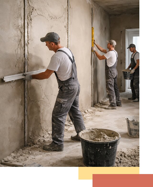 Штукатурка стен по маякам в Ржеве — точная и ровная поверхность