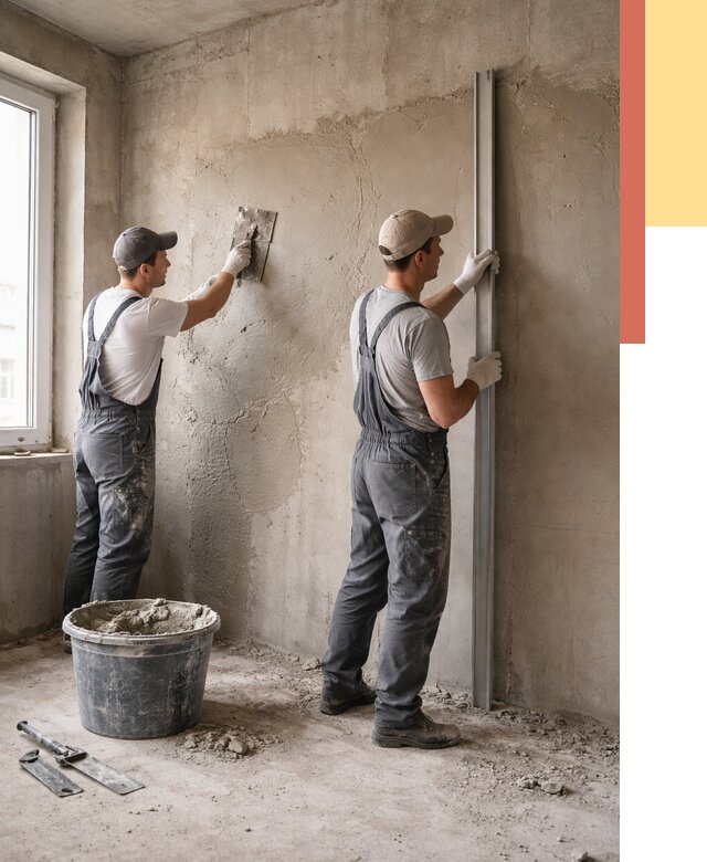 Штукатурка бетонных стен в Ржеве от 4626 руб/м² — качественно и быстро | ОТДЕЛОЧНИК-Ржв