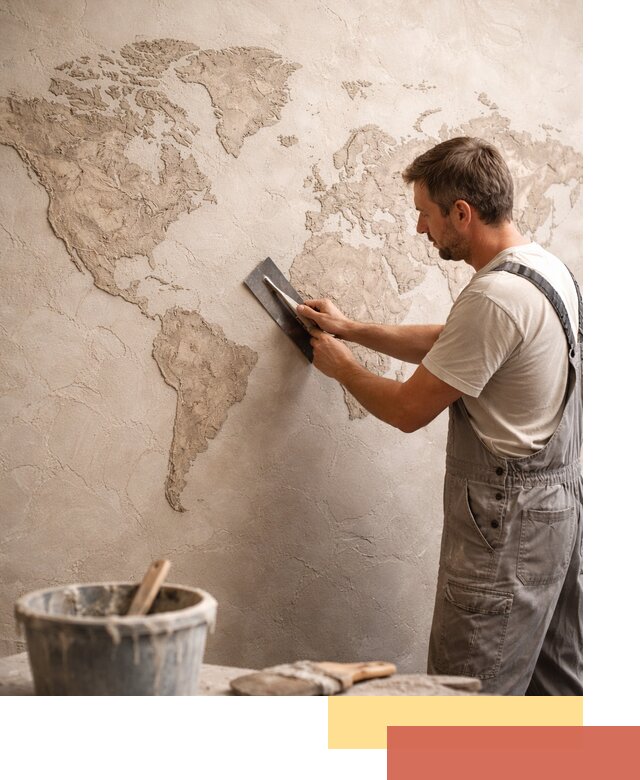 Декоративная штукатурка «Карта мира» под ключ в Ржеве