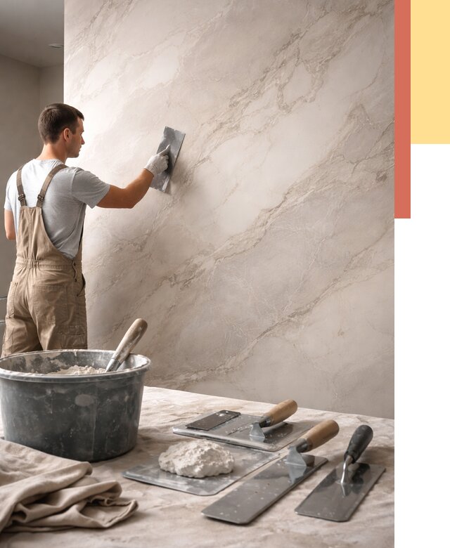 Декоративная штукатурка под мрамор в Ржеве от 2878 руб./м² — быстро и недорого | ОТДЕЛОЧНИК-Ржв