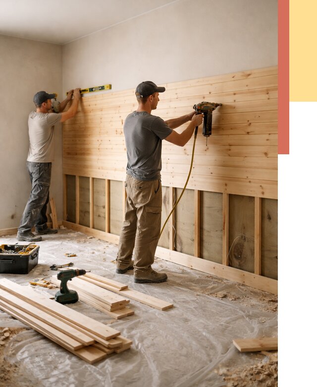 Монтаж деревянной вагонки на стены в Ржеве от 7709 руб. | Услуги монтажа вагонки | ОТДЕЛОЧНИК-Ржв