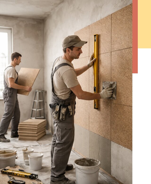 Монтаж пробковых панелей на стены в Ржеве от 3598 руб. — ОТДЕЛОЧНИК-Ржв