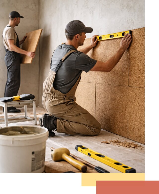 Монтаж пробковых панелей на стены в Ржеве быстро и качественно