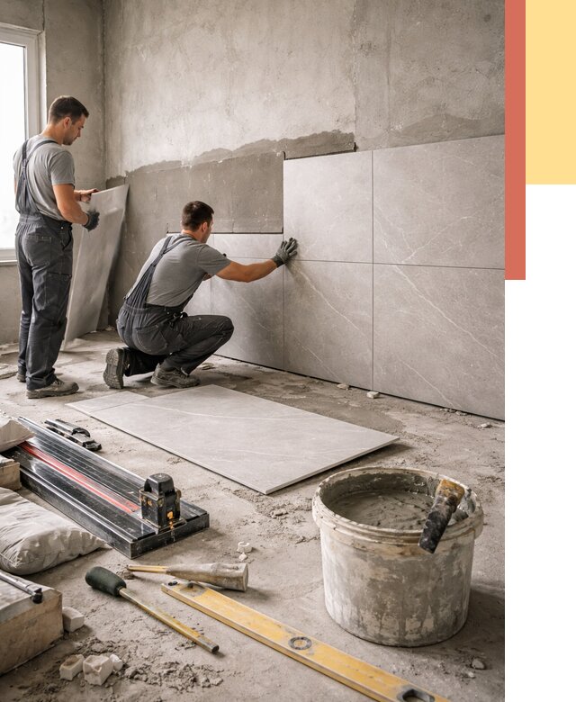 Облицовка стен керамогранитом в Ржеве от 4317 руб./м² — услуги под ключ | ОТДЕЛОЧНИК-Ржв