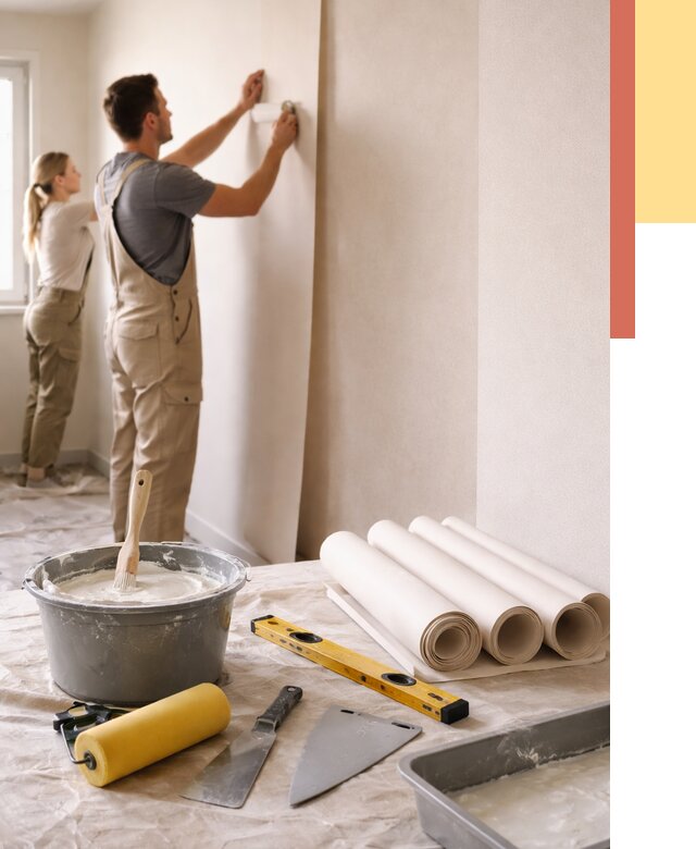 Поклейка бумажных обоев в Ржеве от 5653 руб./м2 — быстро и недорого | ОТДЕЛОЧНИК-Ржв