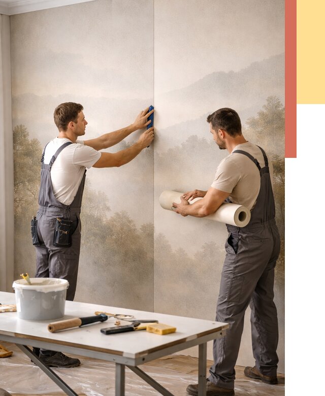 Поклейка фотообоев в Ржеве от 8737 руб/м² — быстро и недорого | ОТДЕЛОЧНИК-Ржв