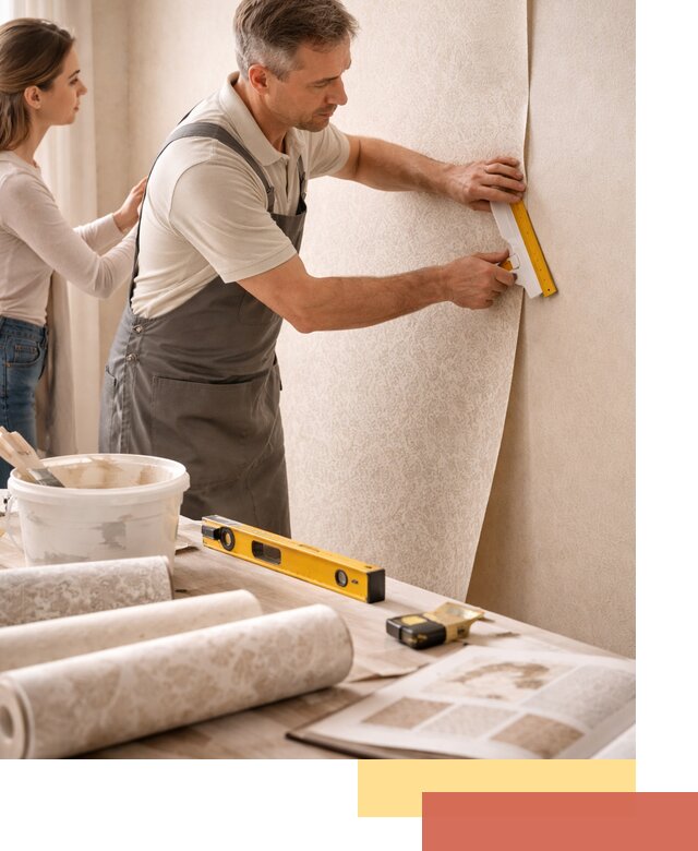 Поклейка обоев с подбором рисунка в Ржеве