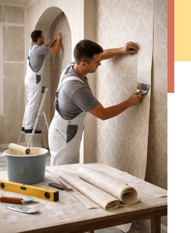 Поклейка обоев на сложные стены в Ржеве от 2878 руб. под ключ | ОТДЕЛОЧНИК-Ржв