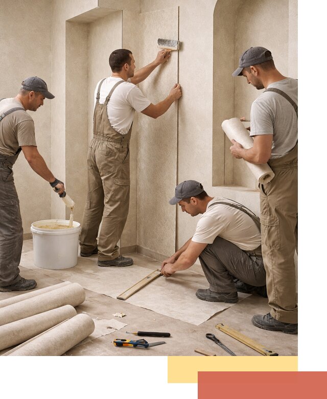 Поклейка обоев на сложные стены и неровные поверхности в Ржеве