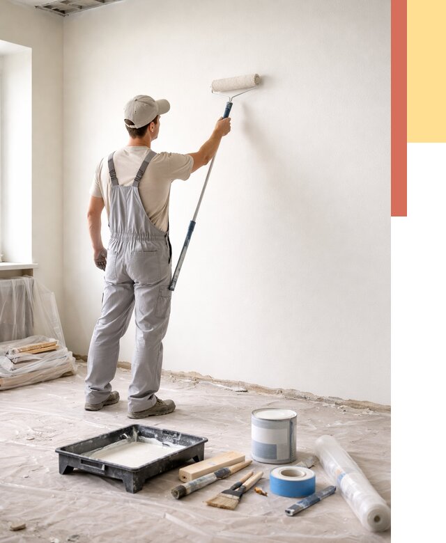 Покраска стен водоэмульсионной краской в Ржеве от 463 руб. за м² | ОТДЕЛОЧНИК-Ржв