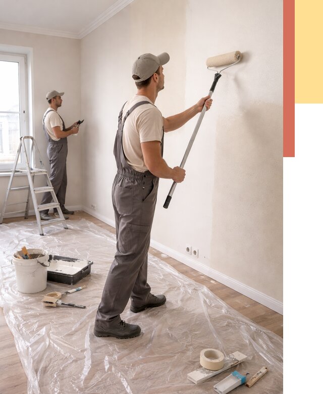 Покраска стен акриловой краской в Ржеве от 3598 руб./м² — быстро и недорого | ОТДЕЛОЧНИК-Ржв