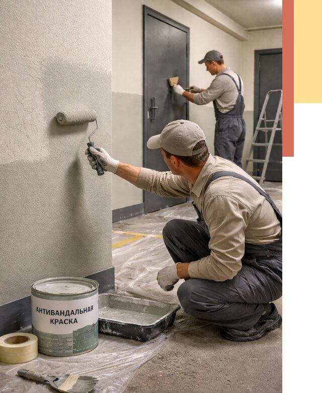 Покраска стен антивандальной краской в Ржеве от 4626 руб./м² под ключ | ОТДЕЛОЧНИК-Ржв