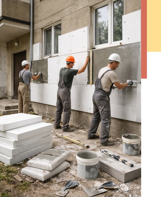 Утепление стен пенопластом в Ржеве от 1799 руб. — недорого и под ключ | ОТДЕЛОЧНИК-Ржв