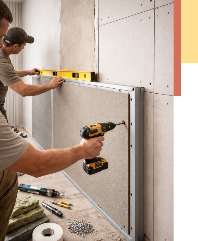 Шумоизоляция стен панелями ЗИПС в Ржеве от 2261 руб./м² под ключ | ОТДЕЛОЧНИК-Ржв