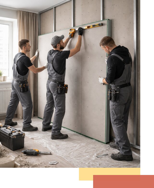 Шумоизоляция стен панелями ЗИПС в Ржеве для жилых и коммерческих помещений