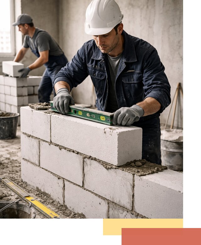 Кладка перегородок из пеноблока под ключ в Ржеве