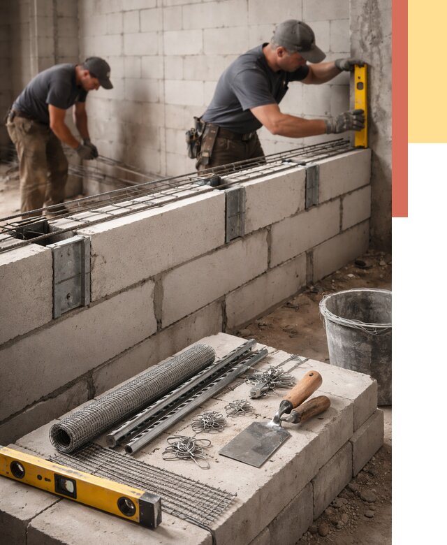Армирование кладки перегородок в Ржеве от 771 руб. под ключ | ОТДЕЛОЧНИК-Ржв