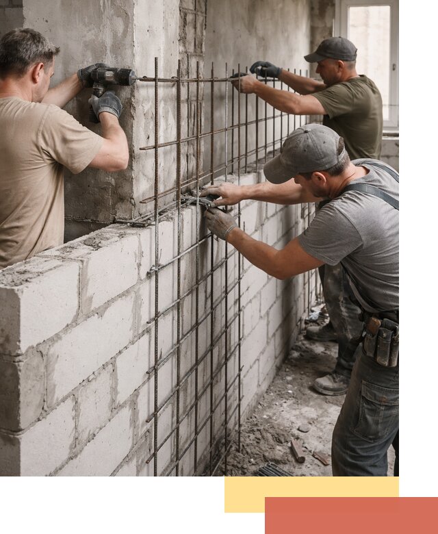Армирование кладки перегородок в Ржеве профессионально и надёжно