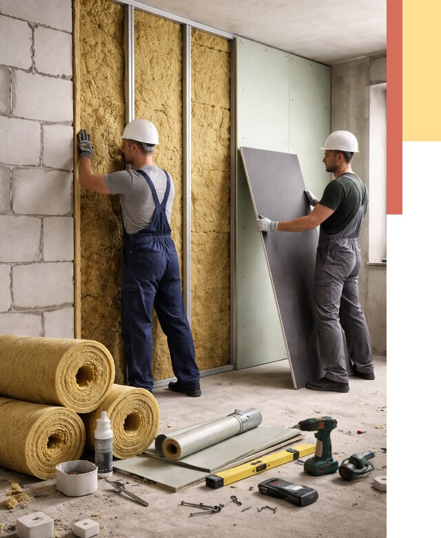 Шумоизоляция перегородок из блоков в Ржеве от 1902 руб./м² — быстро и недорого | ОТДЕЛОЧНИК-Ржв