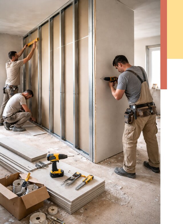 Монтаж однослойной перегородки из гипсокартона в Ржеве от 668 руб. | ОТДЕЛОЧНИК-Ржв