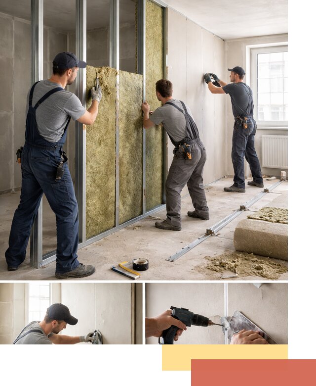 Перегородка из гипсокартона с шумоизоляцией в Ржеве — монтаж под ключ