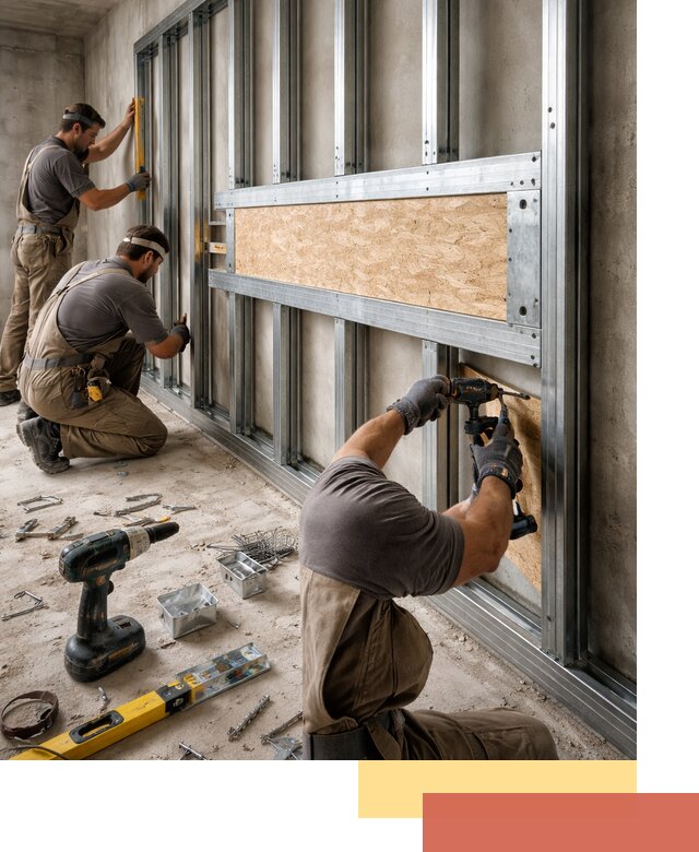 Усиленная перегородка для крепления тяжёлых конструкций в Ржеве