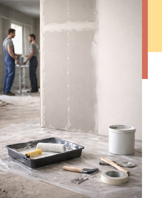 Покраска перегородок из гипсокартона в Ржеве от 4626 руб. под ключ | ОТДЕЛОЧНИК-Ржв