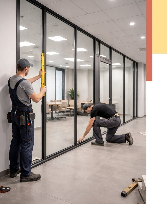 Каркасные стеклянные перегородки в Ржеве под ключ от 9457 руб. | ОТДЕЛОЧНИК-Ржв