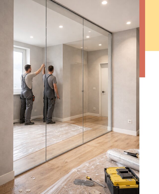 Безрамные стеклянные перегородки в Ржеве — монтаж от 9765 руб. | ОТДЕЛОЧНИК-Ржв