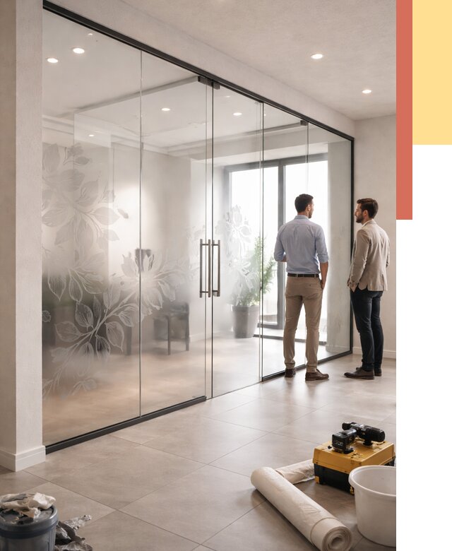 Стеклянные перегородки с рисунком в Ржеве от 12849 руб. монтаж и нанесение | ОТДЕЛОЧНИК-Ржв