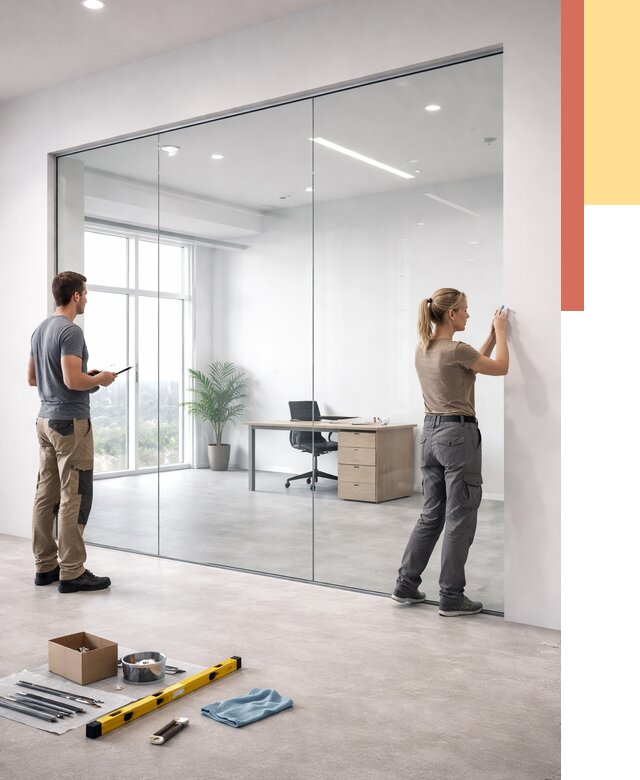 Перегородки из закаленного стекла в Ржеве от 9765 руб. под ключ | ОТДЕЛОЧНИК-Ржв