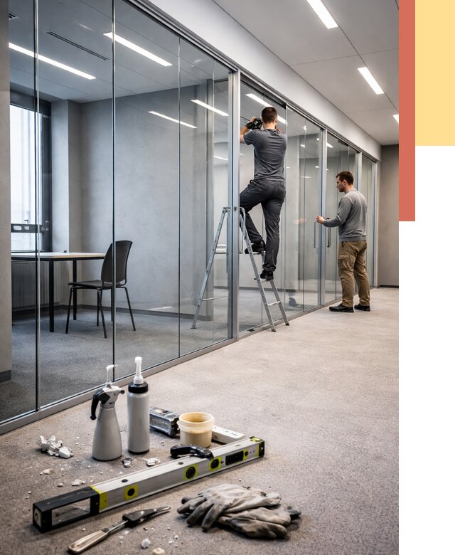 Стеклянные офисные перегородки в Ржеве от 8737 руб. — монтаж и установка | ОТДЕЛОЧНИК-Ржв