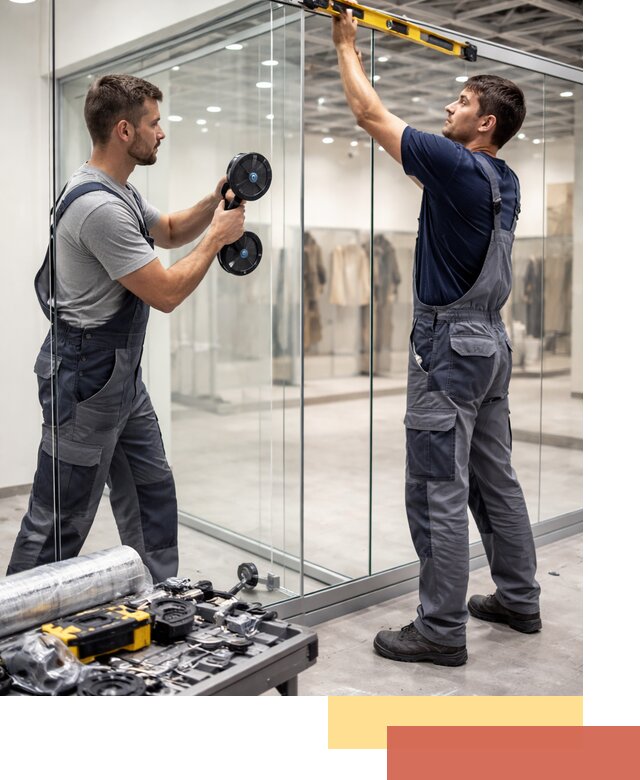 Стеклянные перегородки для магазинов в Ржеве — монтаж и установка