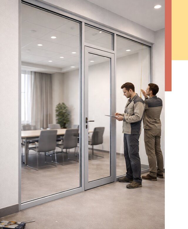 Установка и монтаж алюминиевых перегородок со стеклом в Ржеве от 8429 руб. | ОТДЕЛОЧНИК-Ржв