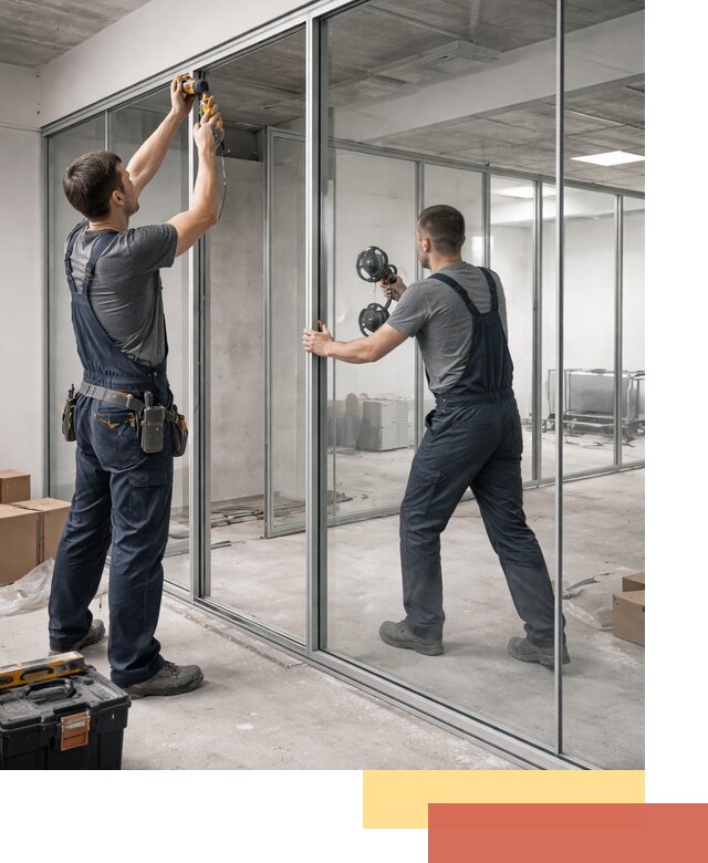 Алюминиевые перегородки со стеклом в Ржеве — изготовление и монтаж