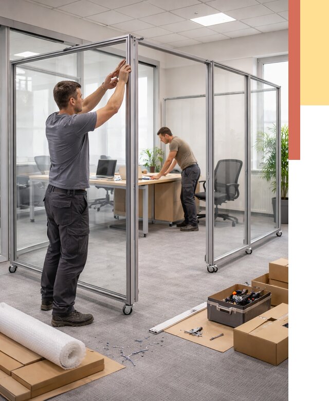 Мобильные офисные перегородки в Ржеве от 12849 руб. — установка под ключ | ОТДЕЛОЧНИК-Ржв