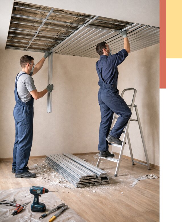 Демонтаж реечного потолка в Ржеве от 4626 руб. быстро и недорого | ОТДЕЛОЧНИК-Ржв