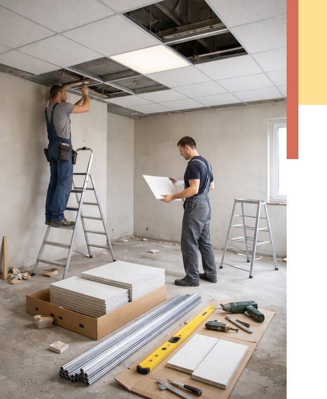 Монтаж потолка армстронг в Ржеве от 4626 руб/м2 — быстрая установка под ключ | ОТДЕЛОЧНИК-Ржв