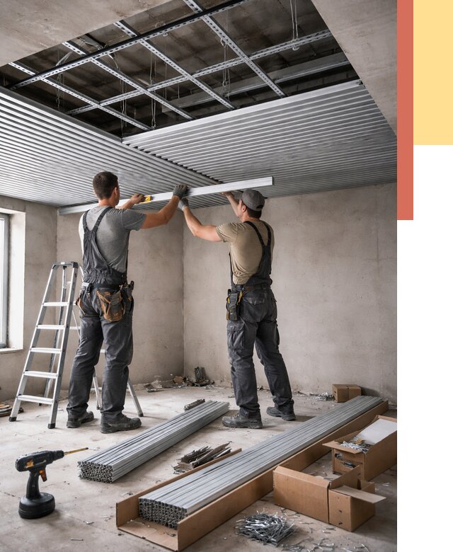 Монтаж реечного потолка в Ржеве от 4626 руб. под ключ | ОТДЕЛОЧНИК-Ржв