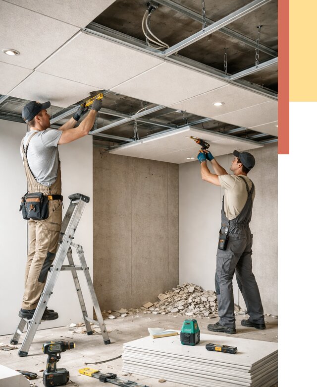 Монтаж акустического потолка в Ржеве от 6681 руб/м2 — быстро и недорого | ОТДЕЛОЧНИК-Ржв