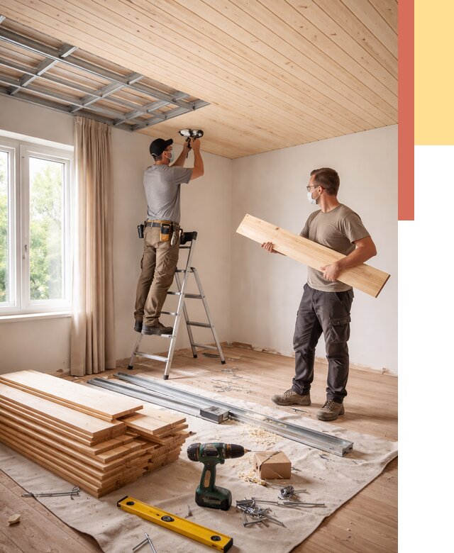 Монтаж потолка из вагонки в Ржеве от 6681 руб. | Быстро и недорого — ОТДЕЛОЧНИК-Ржв