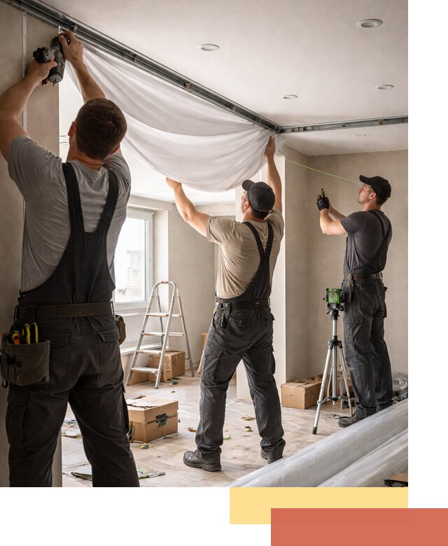 Монтаж парящего натяжного потолка под ключ в Ржеве