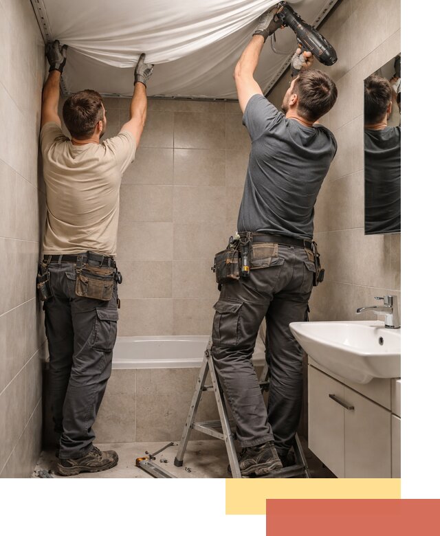 Монтаж натяжного потолка в ванной в Ржеве быстро и качественно